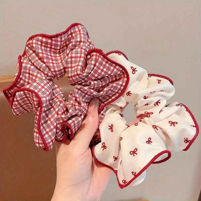 Chouchou cheveux | Pois et Carreaux Rouge