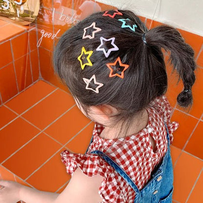 Barrette-cheveux-enfant-etoiles-multi-couleurs-pastel-chignon-ludique-style-doux-creatif