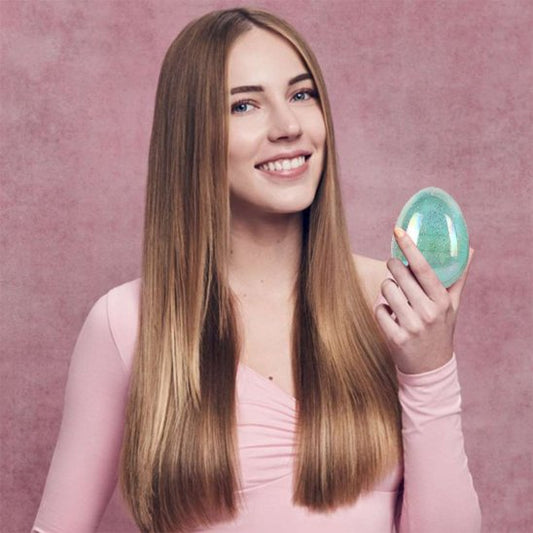 Brosse‑à‑cheveux‑oeuf‑demelante‑ergonomique‑pour‑cheveux‑verte-lisses‑brillants‑sans‑douleur‑quotidienne