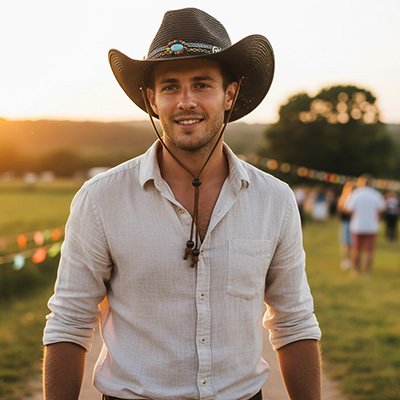 Chapeau-cowboy-homme-noir-perles-couleurs-style-western-soiree-campagne-soleil-doux