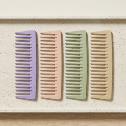 Peigne dents larges violet rose vert jaune reunis