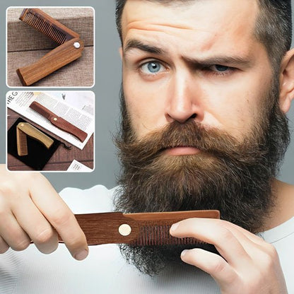 Peigne-pliant-bois-santal-barbe-epaisse-style-masculin-soin-compact-elegant