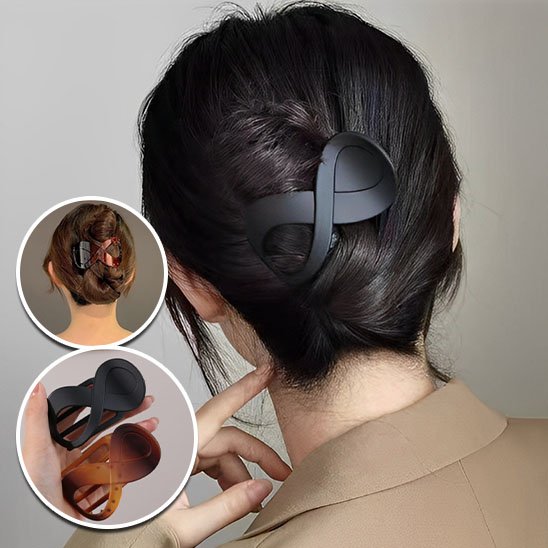 Pince-à-cheveux-forme-infini-noire-chignon-femme-style-minimaliste-moderne