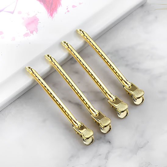 Pince-à-cheveux-metallique-doree-professionnelle-coiffure-femme-style-elegant-durable