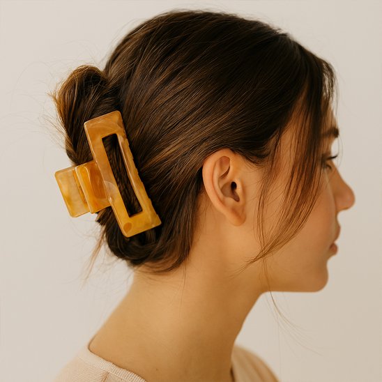 Pince-à-cheveux-rectangulaire-ambree-chignon-femme-style-elegant-minimaliste-tendance