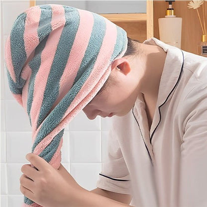 Serviette-cheveux-ultra-absorbante-rose-bleu-twist-sechage-rapide-apres-douche-confort
