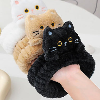 Bandeau cheveux pour maquillage trois couleurs avec tete de chat