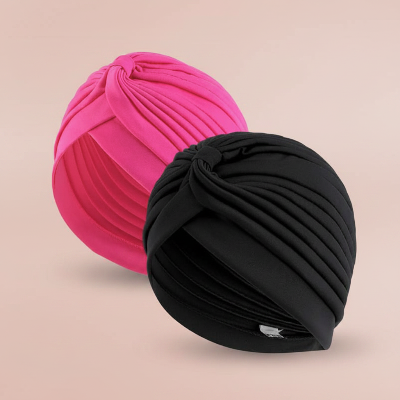 bandeau cheveux turban mauve noir lot deux fond lavande produit