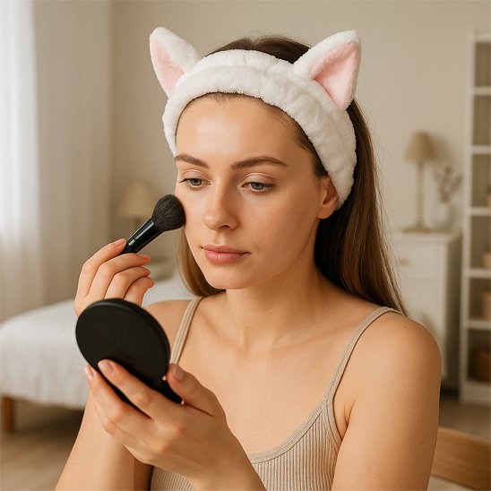 bandeau-maquillage-blanc-oreilles-confort-soin-visage-routine-beaute-femme-naturelle