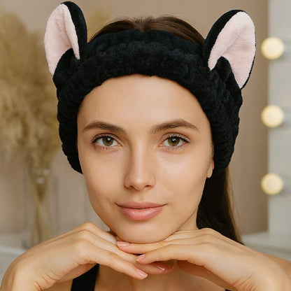 bandeau-maquillage-noir-oreilles-roses-style-mignon-confort-soin-visage-beaute