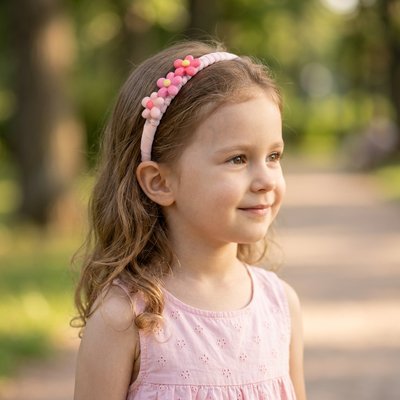 bandeau-serre-tête-rose-fleurs-enfant-style-doux-printanier-accessoire-cheveux-fille