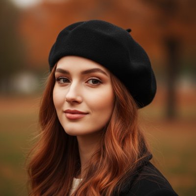 béret-femme-noir-portrait-parc-automne