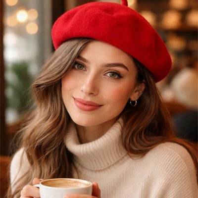 béret-femme-rouge-parisien-cafe-pull-col-roule