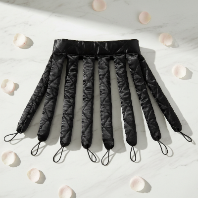 bigoudis boucle 8 rubans noirs satin matelasse vue complete