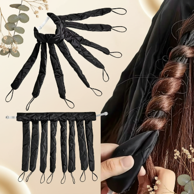 bigoudis boucle detail rubans noirs connecteur elastique blanc