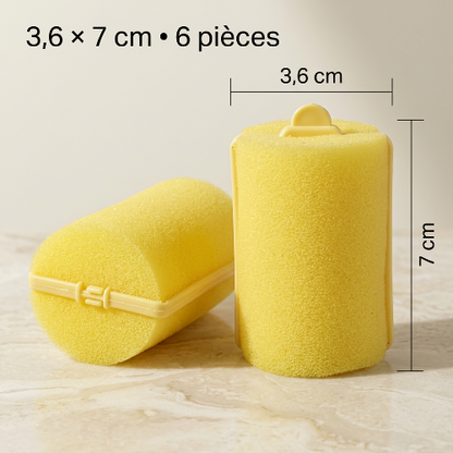 Bigoudis mousse jaune taille larges 