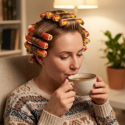 bigoudis-orange-jaune-sur-tout-les-cheveux-moment-femme-sirote-un-cafe