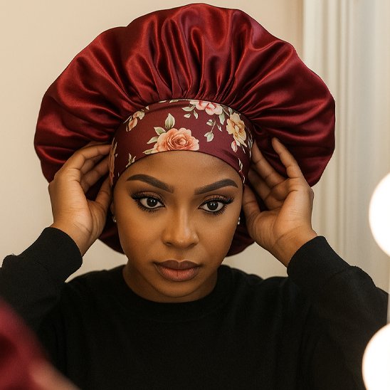 bonnet-de-nuit-en-satin-fleurie-protection-cheveux-style-confort-elegance-soiree