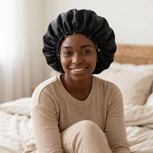 Bonnet de nuit noir porte au reveil