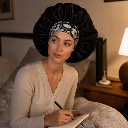 Bonnet en satin accessoire nuit cheveux femme