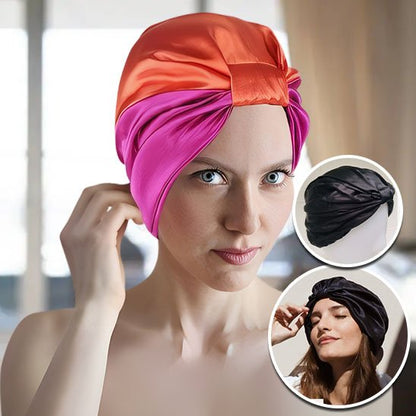 bonnet-en-satin-bicolore-orange-rose-eclat-protection-cheveux-style-confort-premium