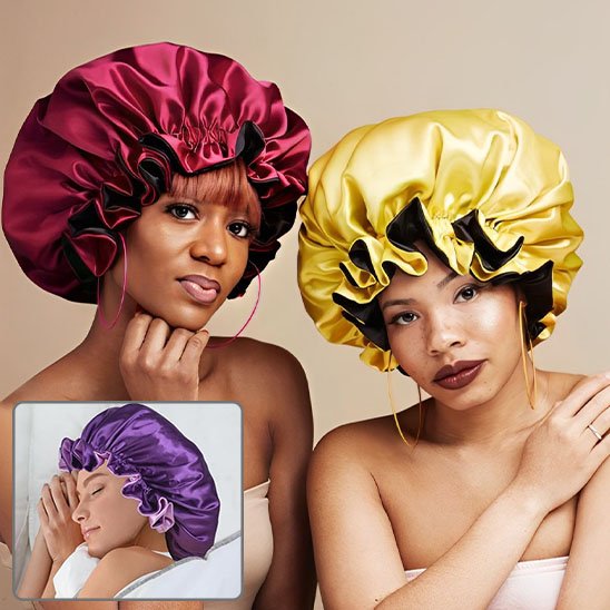 bonnet-en-satin-bordeaux-jaune-noir-protection-cheveux-nuit-style-confort-elegant