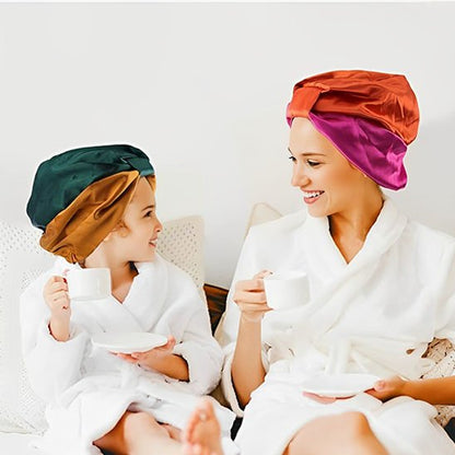 bonnet-en-satin-duo-couleurs-style-parent-enfant-moment-douceur-soin-partage