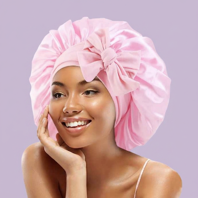 bonnet-en-satin-pour-cheveux-rose-satin-fond-couleur-unie