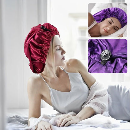 bonnet-satin-rouge-confort-nuit-bouton-ajustable-protection-cheveux-elegante
