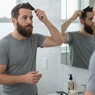 brosse-à-barbe-homme-style-matinal-soin-masculin-routine-miroir-maison-propre