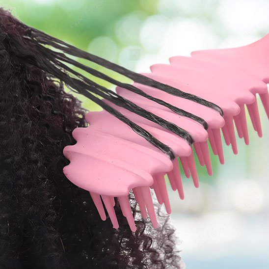 brosse-à-cheveux-bouclés-rose-demelage-cheveux-crepus-style-pratique-soin-capillaire-efficace