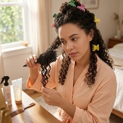 Brosse à cheveux bouclés noir pour cheveux secs ou mouilles