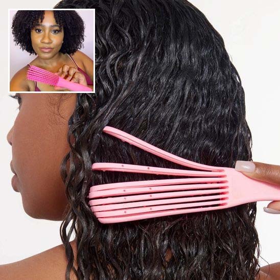 Brosse à cheveux rose cheveux boucles cheveux mouilles