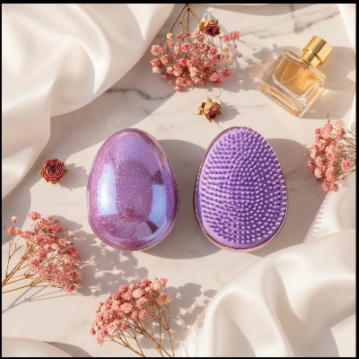 brosse-à-cheveux-violet-forme-oeuf