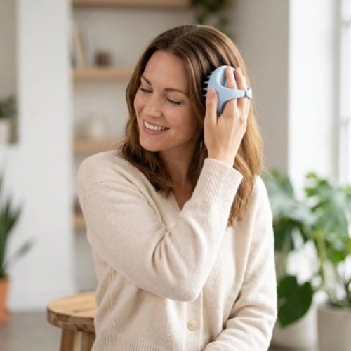 Brosse massage cuir chevelu​ bleu massage agreable de cheveux