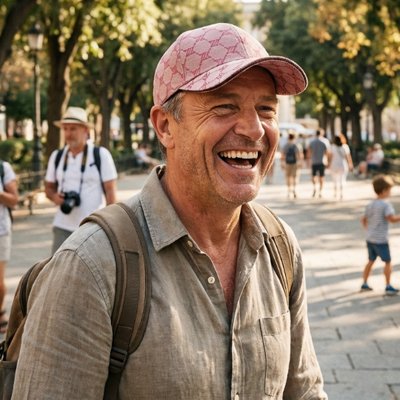 casquette-homme-personne-parc-soleil-foule-arbres-sac-dos-moment-detente-exterieur