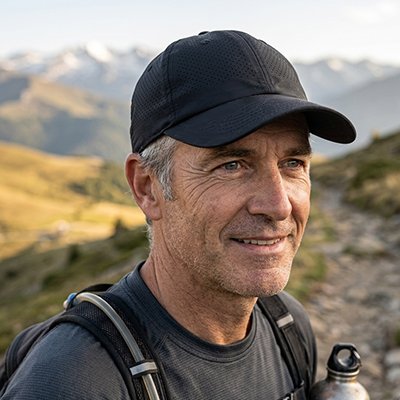 casquette-homme-randonneur-montagne-sac-dos-bouteille-metal-paysage-nature-ensoleille
