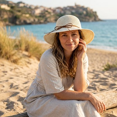 chapeau-de-paille-femme-paille-ruban-large-bord-plage-mer-lumiere-detente-elegant