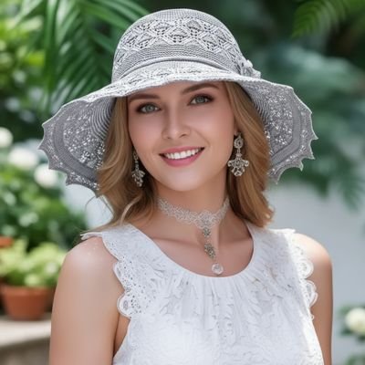 chapeau-femme-été-femme-gris-lace-elegant-jardin-lumiere-style-raffine-texture