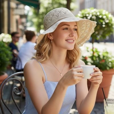 chapeau-femme-été-femme-lace-blanc-terrasse-cafe-lumiere-style-detente-elegant-naturel