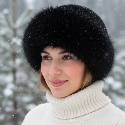Chapka femme noir exterieur douce cachemire