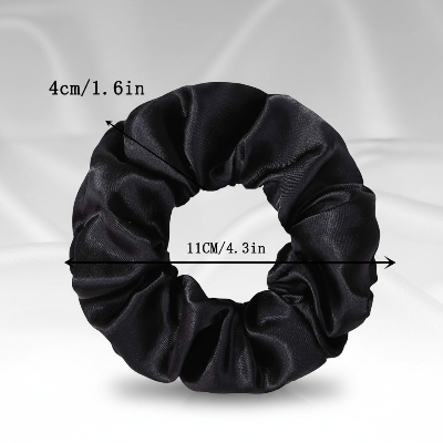 Chouchou cheveux soie noir dimensions 4cm 11cm fond elegant