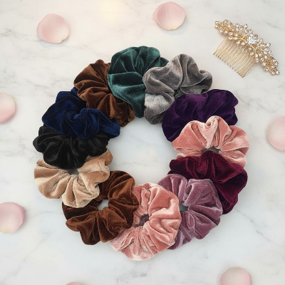chouchou cheveux velours cote pack multicolore accessoire capillaire doux