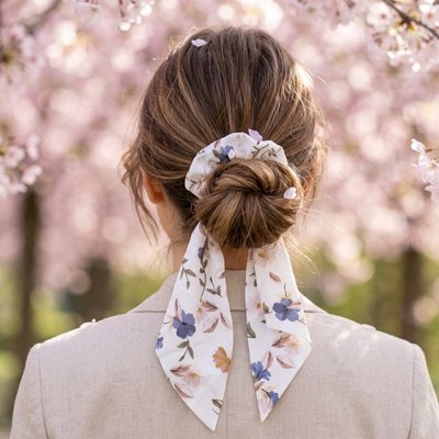 chouchou-pour-les-cheveux-blanc-fleuri-femme-coiffure-chignon-style-elegant-soigne-exterieur-printemps