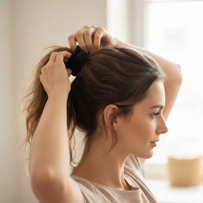 élastique-bandeau-cheveux-femme-coiffure-chignon-noir-style-decontracte-elegant-soigne