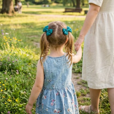 élastique-cheveux-bébé-bleu-fillette-coiffure-couettes-bleu-noeud-style-mignon-soigne-exterieur-nature