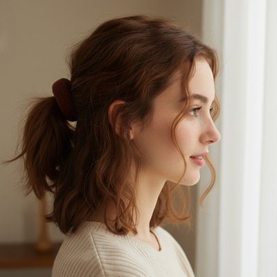 élastique cheveux femme profil cheveux attaches lumiere douce