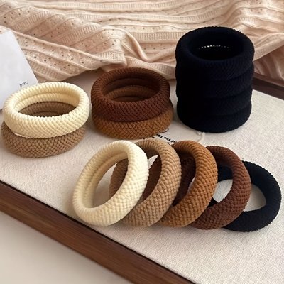 élastique cheveux lot chouchous epais couleurs neutres sur tissu