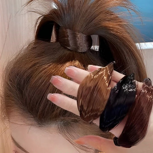 Élastique-pour-cheveux-marron-noir-style-tendance-soigne-brillant-fmme-coiffure-queue-cheval