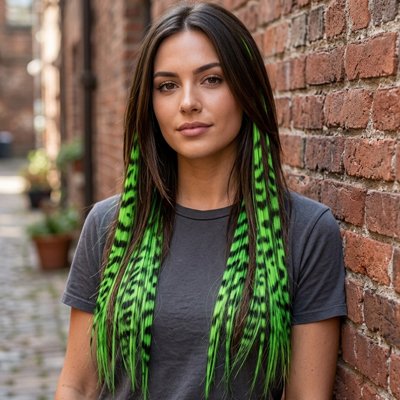 extension-cheveux-clip-vert-neon-leopard-contrastant-longueur-droite-style-audacieux-femme